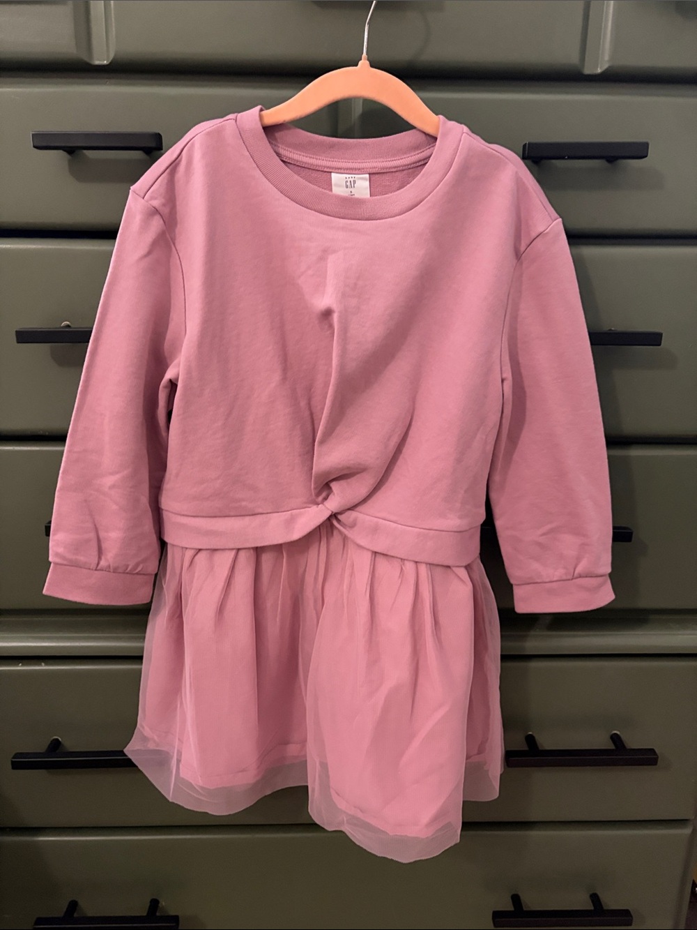 GAP Pink Sweatshirt Dress with Tulle Skirt